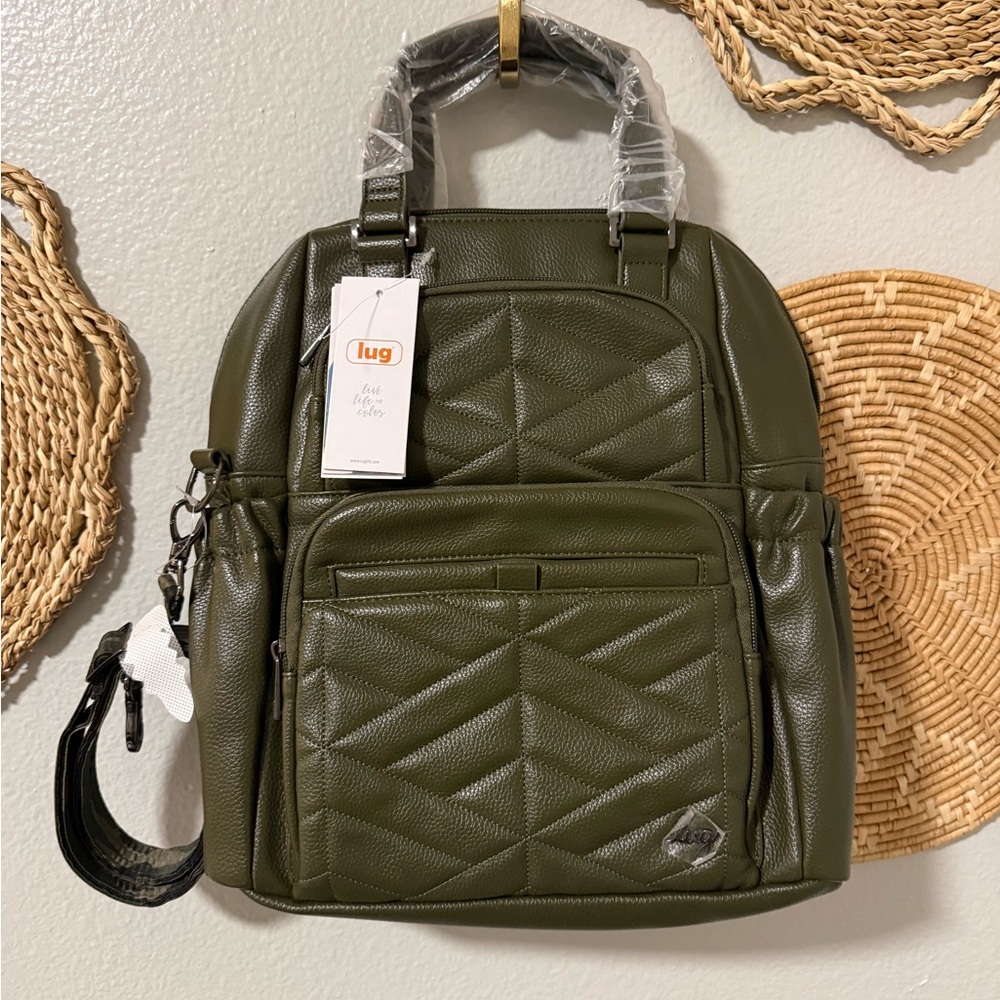 NWT- lug Olive Quilted Convertible Backpack Tote